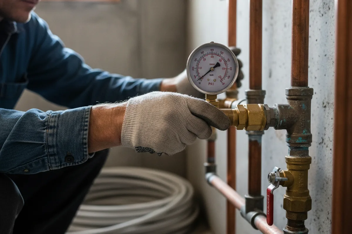 Pressure testing a repaired line during Water Line Repair in Nokomis